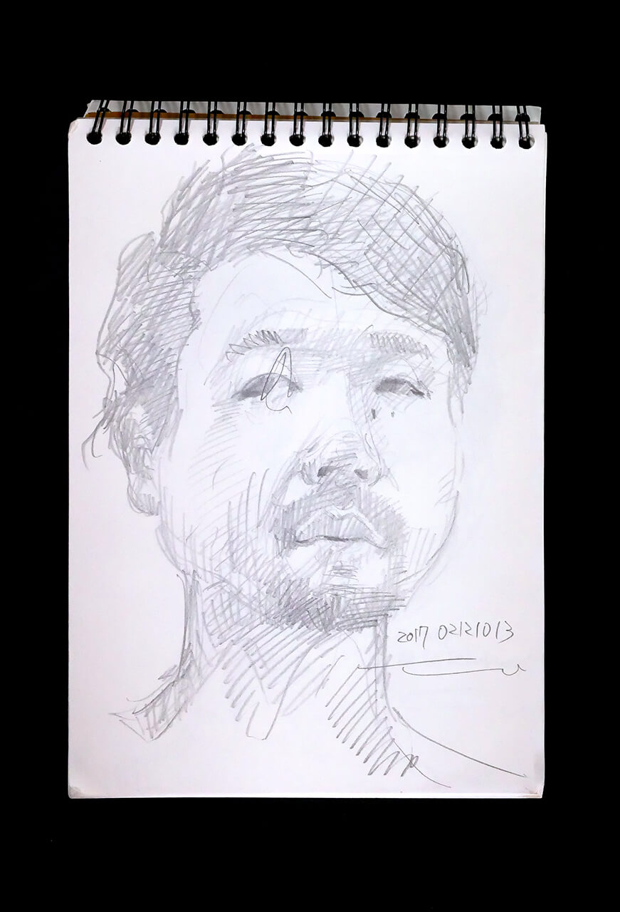 Contemporary artist SHINTAKU Tomoni's 2017/2/12 Self-portrait or pencil drawing