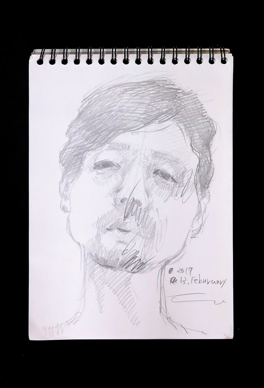 Contemporary artist SHINTAKU Tomoni's 2017/2/13 Self-portrait or pencil drawing