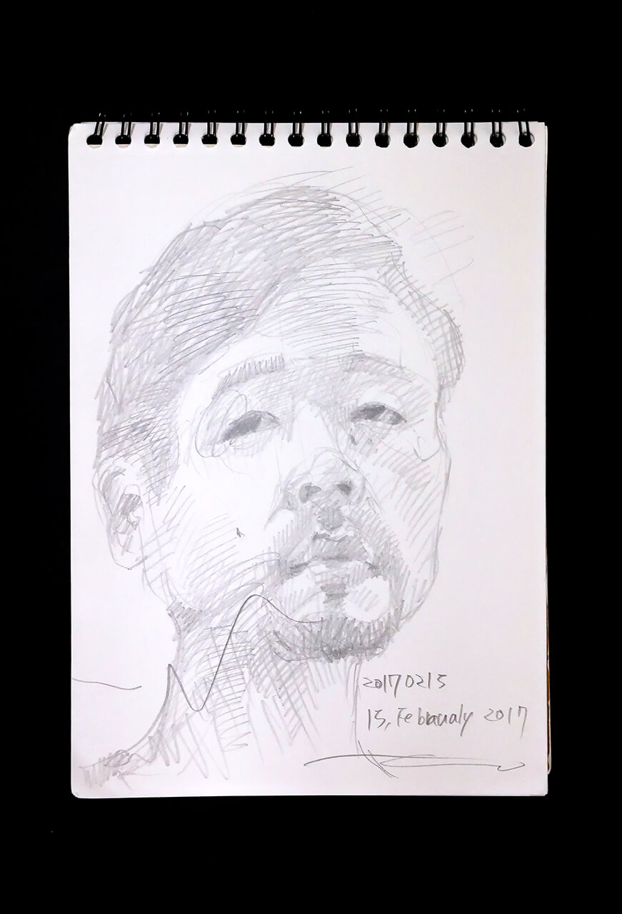 Contemporary artist SHINTAKU Tomoni's 2017/2/15 Self-portrait or pencil drawing