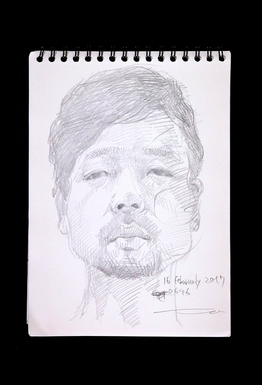 Contemporary artist SHINTAKU Tomoni's 2017/2/16 Self-portrait or pencil drawing