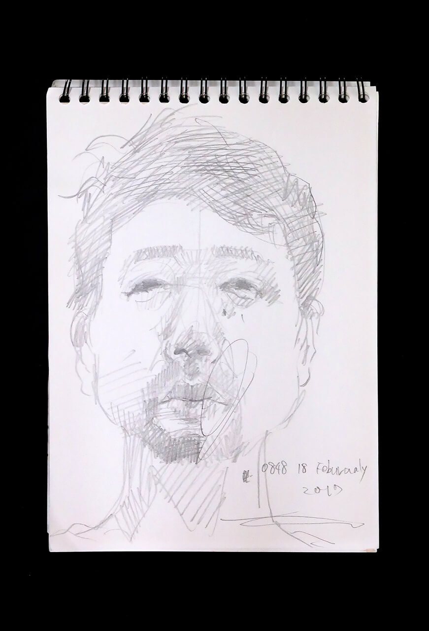 Contemporary artist SHINTAKU Tomoni's 2017/2/18 Self-portrait or pencil drawing