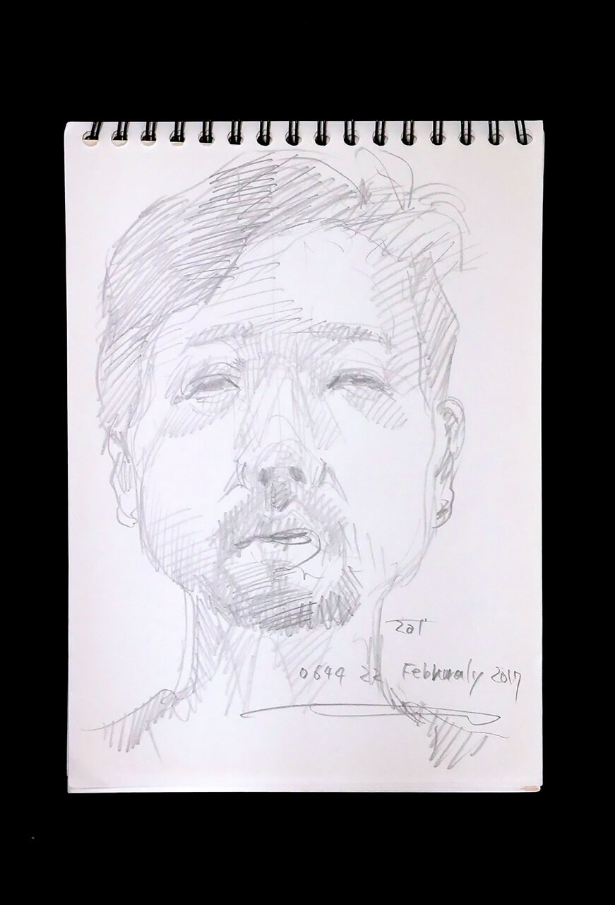 Contemporary artist SHINTAKU Tomoni's 2017/2/22 Self-portrait or pencil drawing