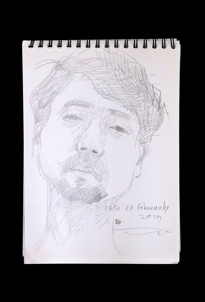 Contemporary artist SHINTAKU Tomoni's 2017/2/23 Self-portrait or pencil drawing