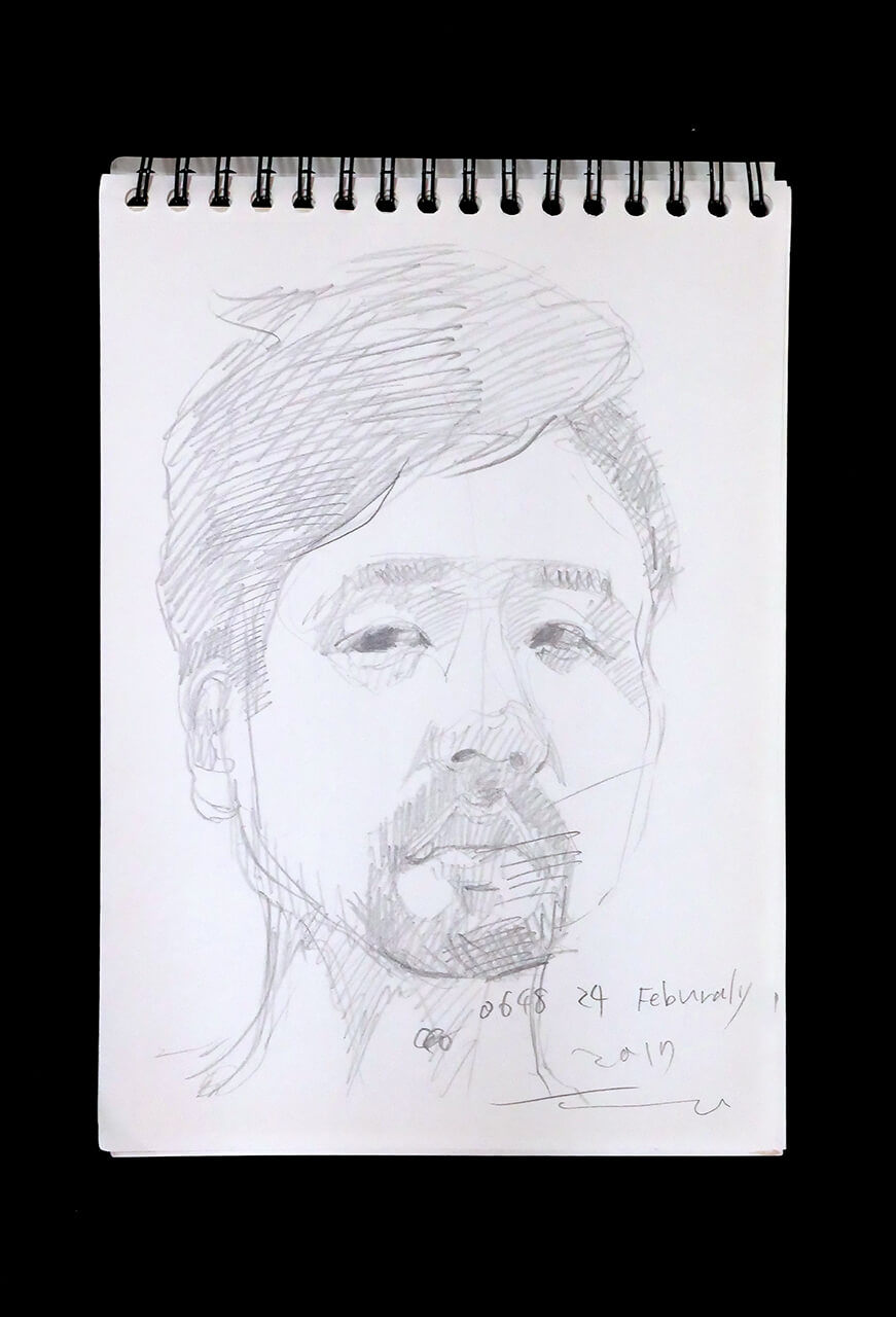 Contemporary artist SHINTAKU Tomoni's 2017/2/24 Self-portrait or pencil drawing