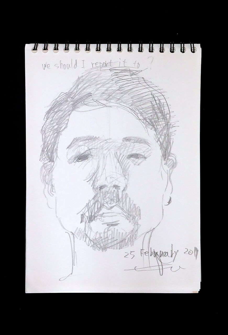Contemporary artist SHINTAKU Tomoni's 2017/2/25 Self-portrait or pencil drawing