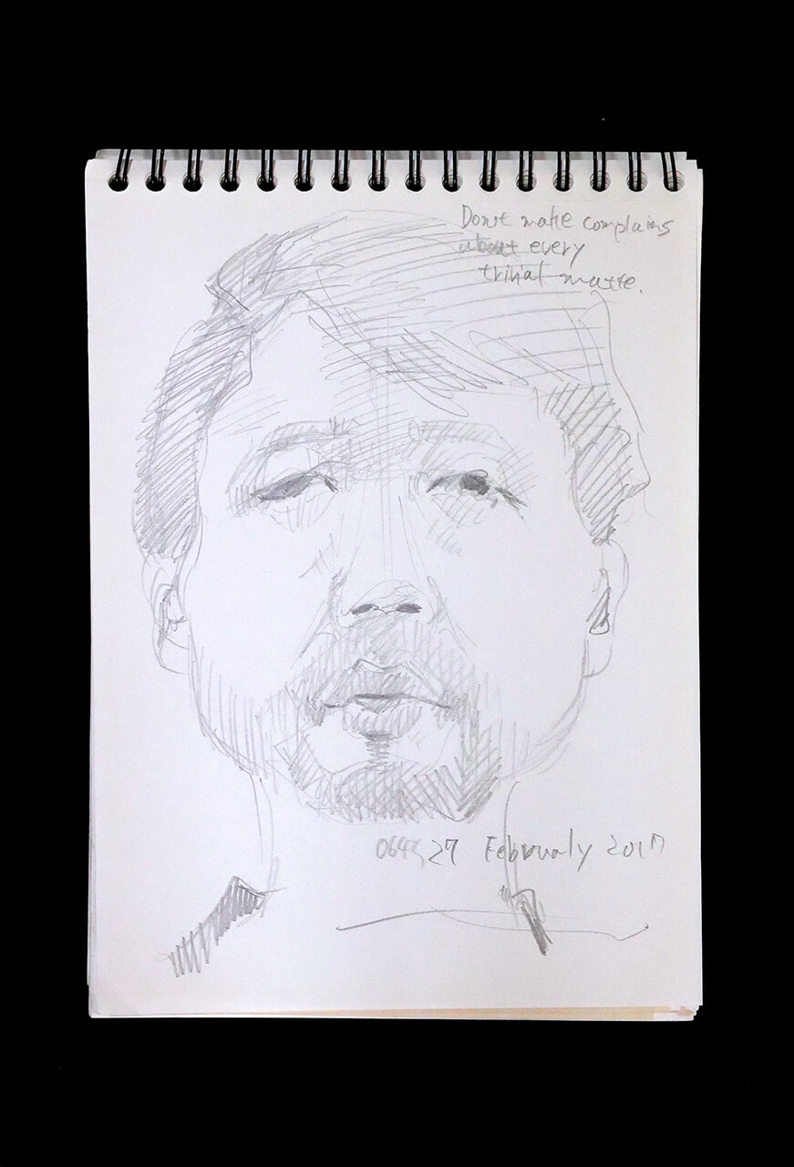 Contemporary artist SHINTAKU Tomoni's 2017/2/27 Self-portrait or pencil drawing