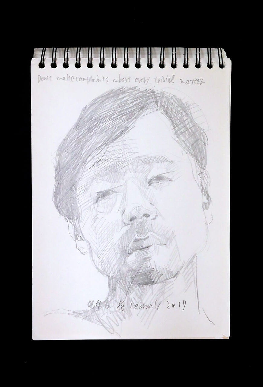 Contemporary artist SHINTAKU Tomoni's 2017/2/28 Self-portrait or pencil drawing