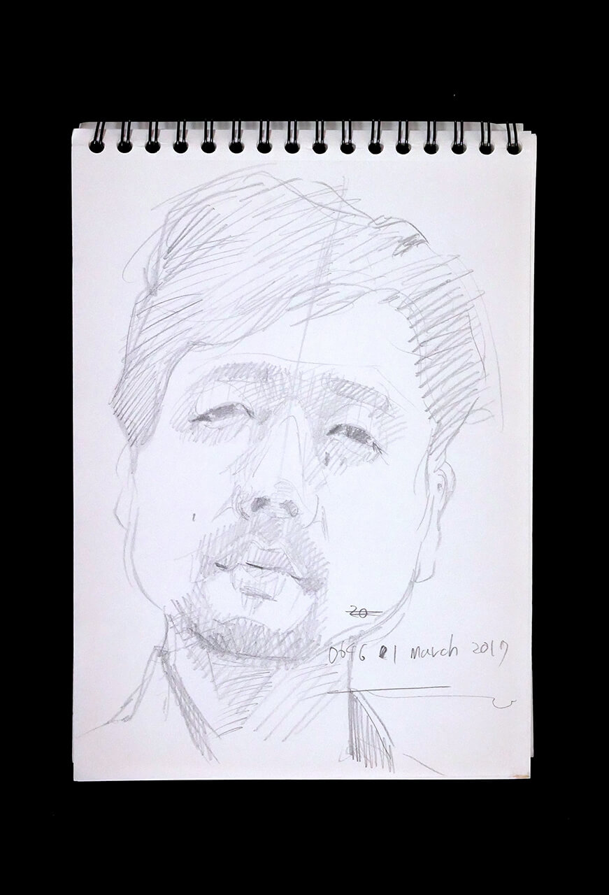 Contemporary artist SHINTAKU Tomoni's 2017/3/1 Self-portrait or pencil drawing