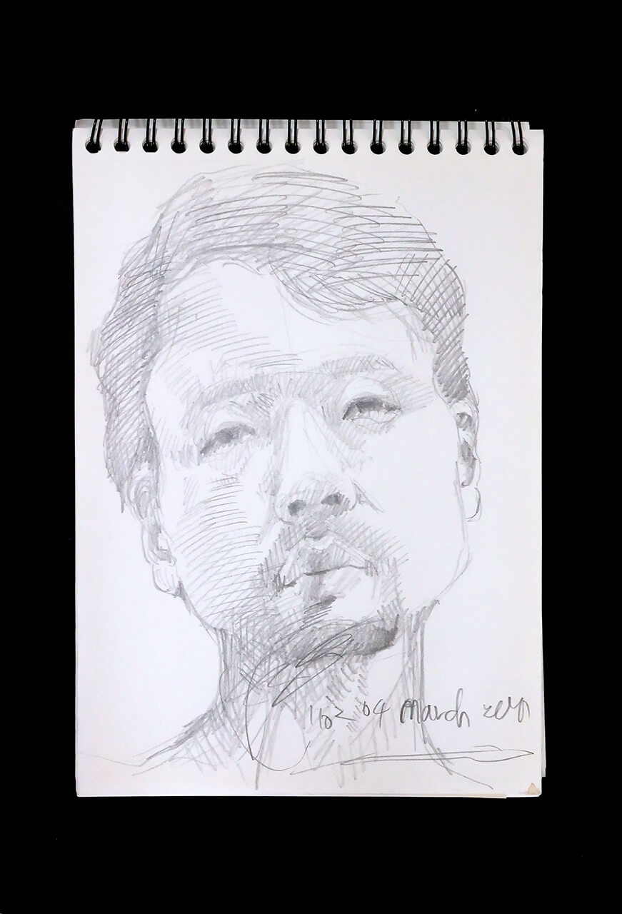 Contemporary artist SHINTAKU Tomoni's 2017/3/4 Self-portrait or pencil drawing