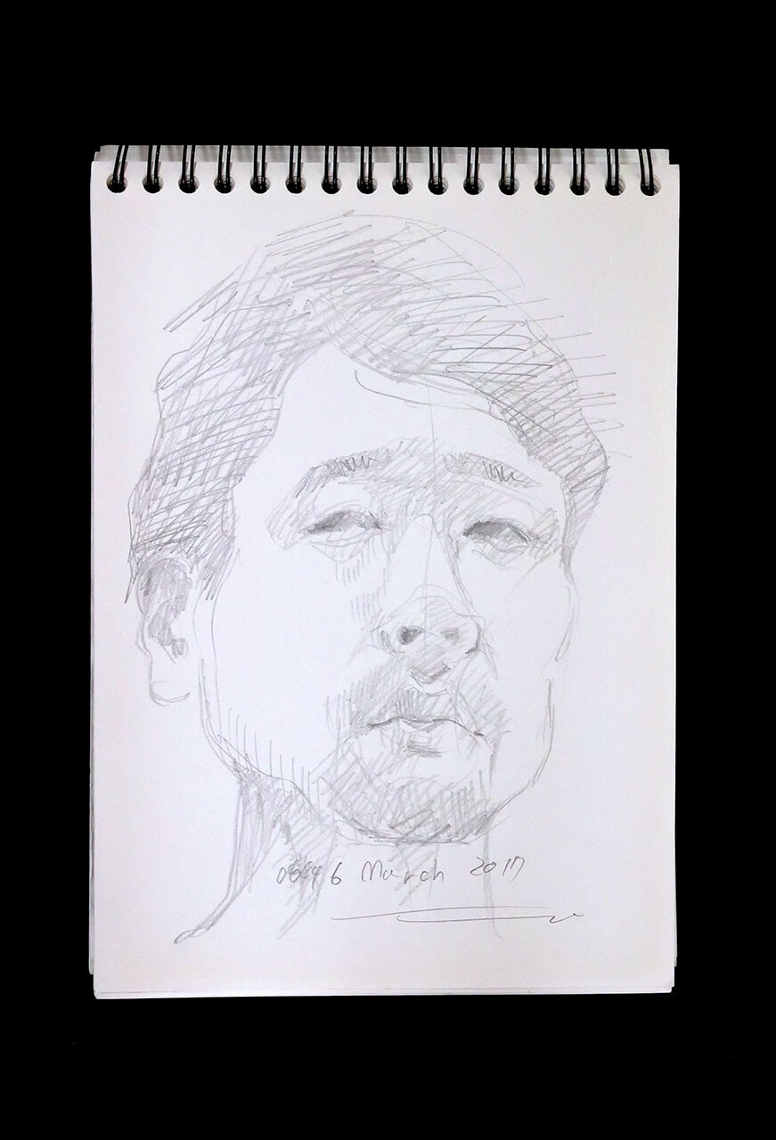 Contemporary artist SHINTAKU Tomoni's 2017/3/6 Self-portrait or pencil drawing