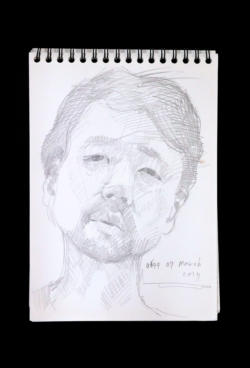 Contemporary artist SHINTAKU Tomoni's 2017/3/7 Self-portrait or pencil drawing