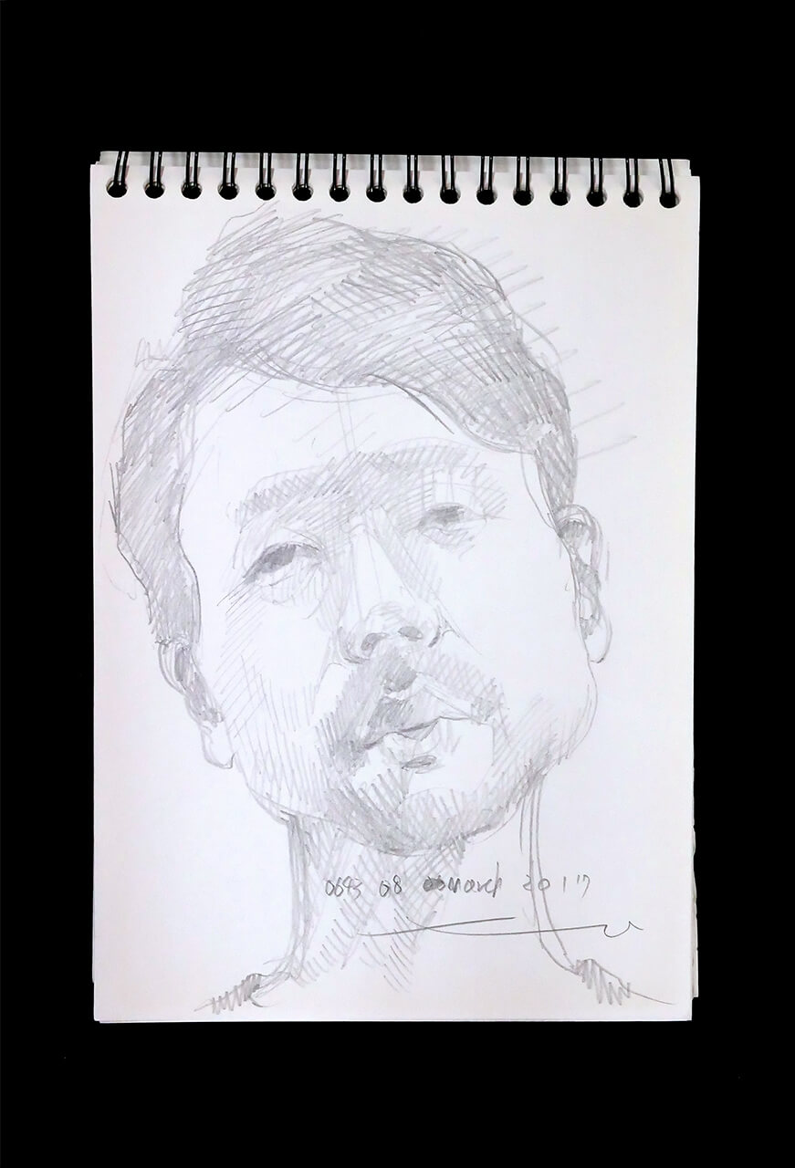 Contemporary artist SHINTAKU Tomoni's 2017/3/8 Self-portrait or pencil drawing