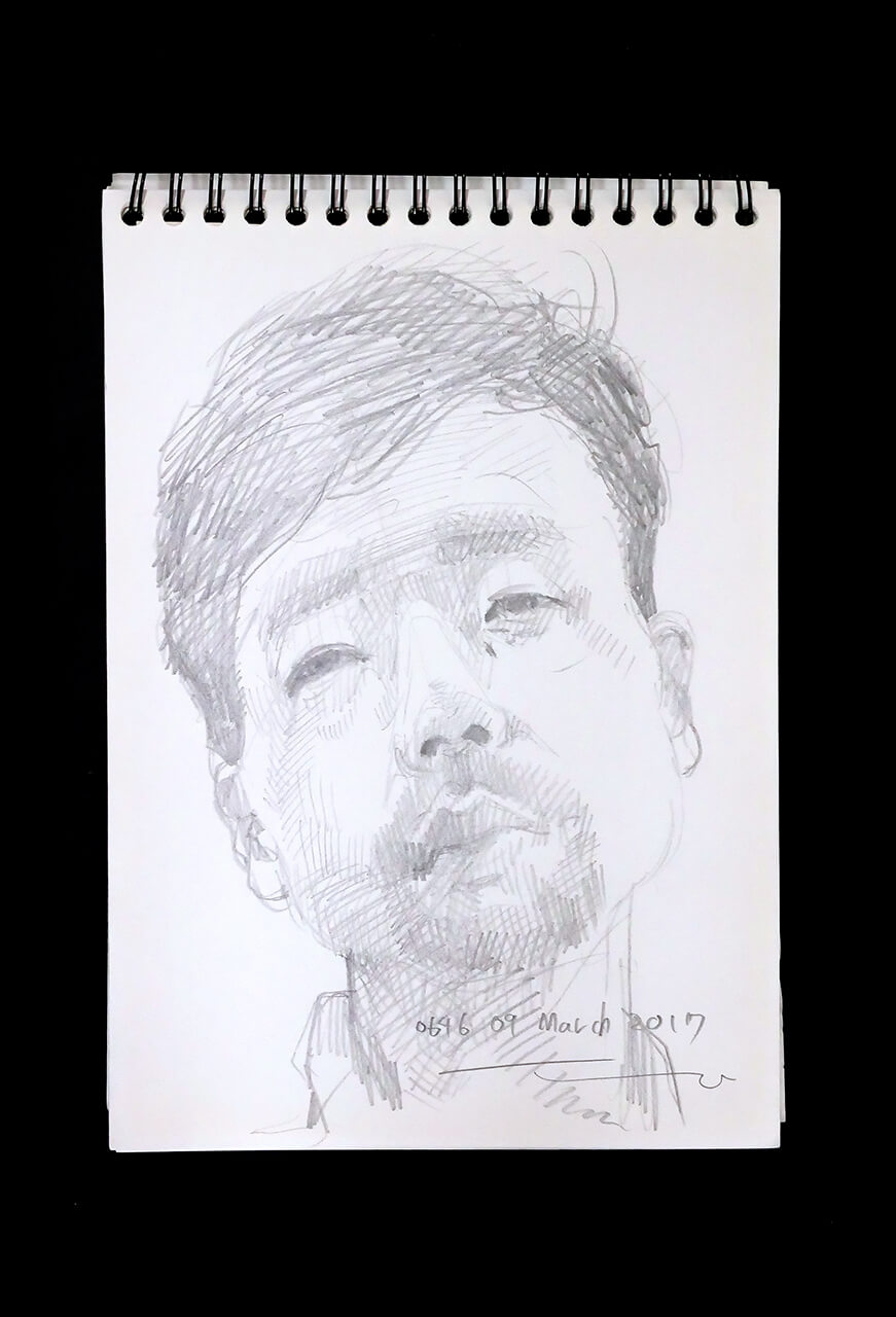 Contemporary artist SHINTAKU Tomoni's 2017/3/9 Self-portrait or pencil drawing