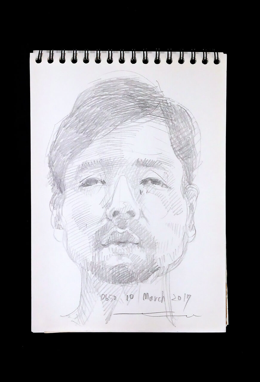 Contemporary artist SHINTAKU Tomoni's 2017/3/10 Self-portrait or pencil drawing