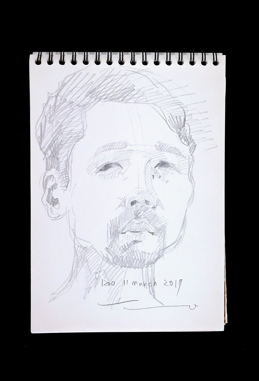 Contemporary artist SHINTAKU Tomoni's 2017/3/11 Self-portrait or pencil drawing