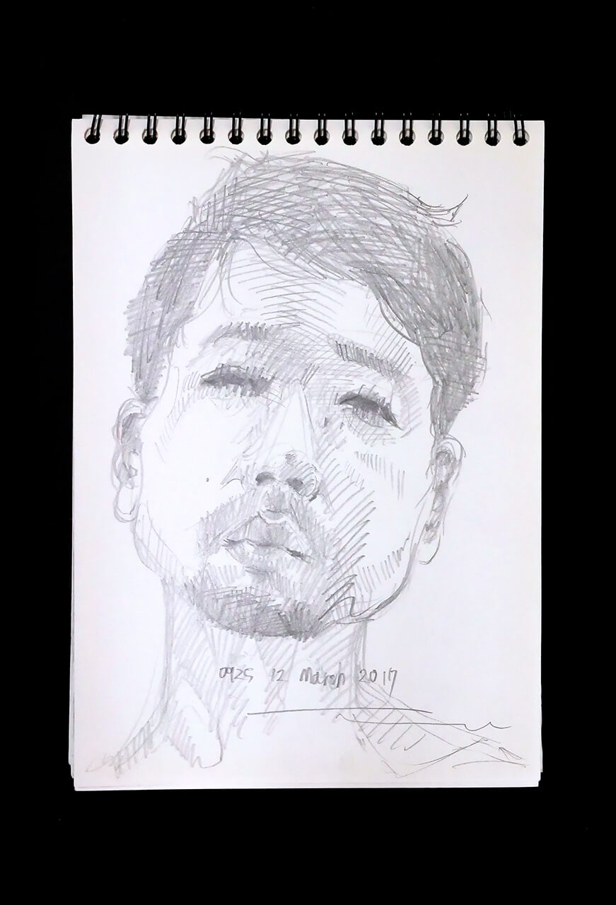 Contemporary artist SHINTAKU Tomoni's 2017/3/12 Self-portrait or pencil drawing