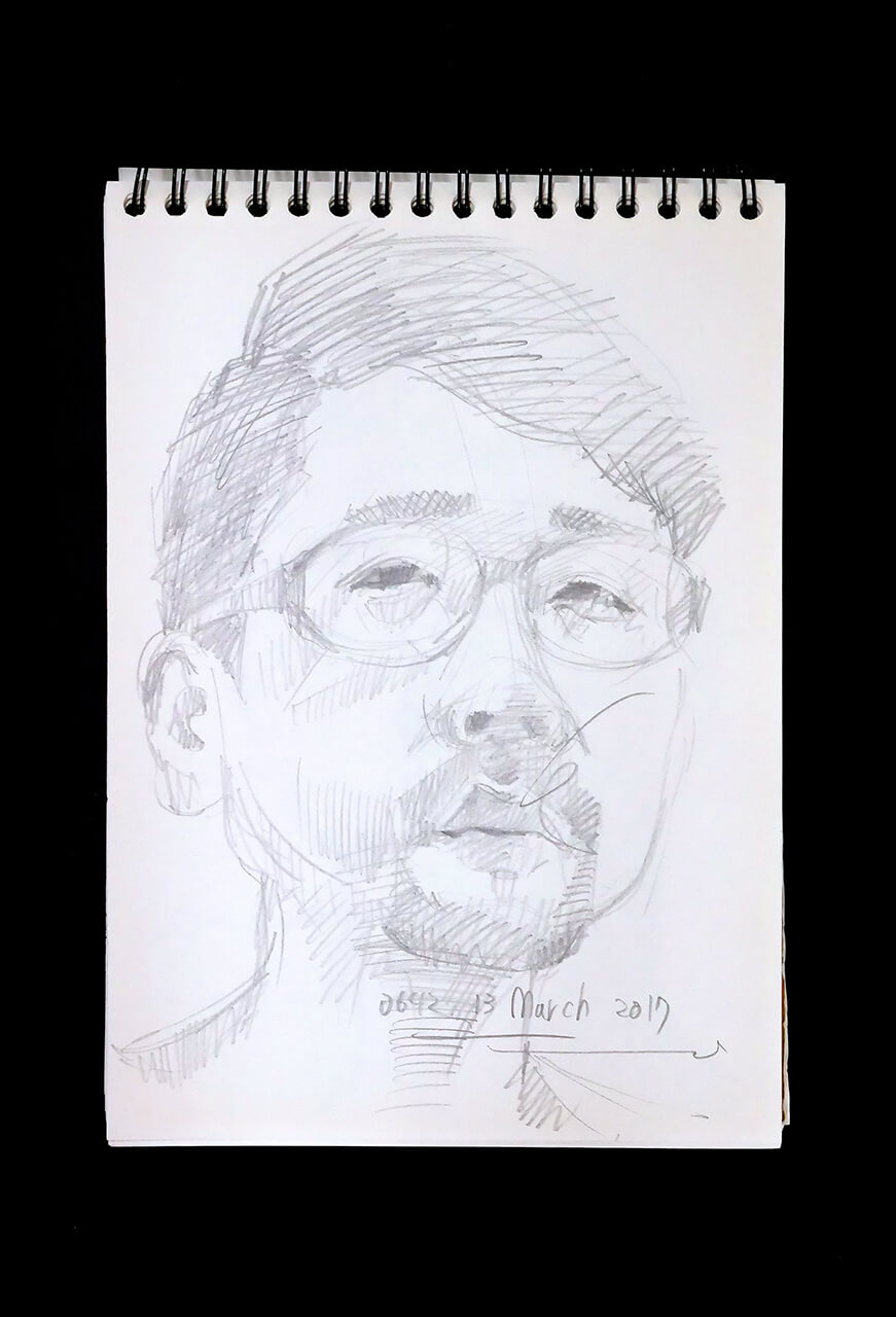 Contemporary artist SHINTAKU Tomoni's 2017/3/13 Self-portrait or pencil drawing