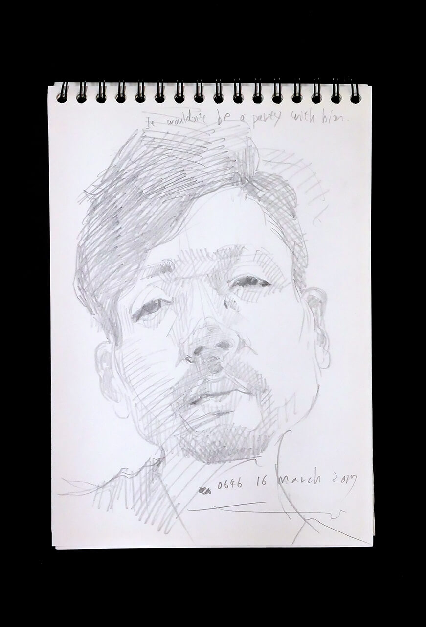 Contemporary artist SHINTAKU Tomoni's 2017/3/16 Self-portrait or pencil drawing