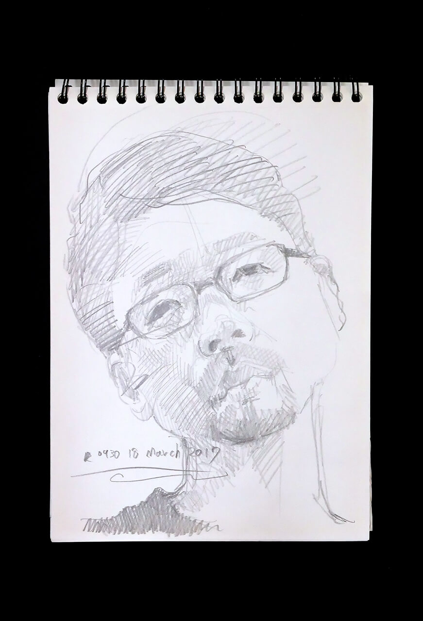 Contemporary artist SHINTAKU Tomoni's 2017/3/18 Self-portrait or pencil drawing
