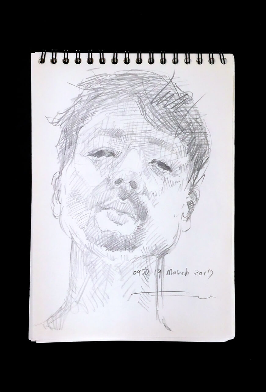 Contemporary artist SHINTAKU Tomoni's 2017/3/19 Self-portrait or pencil drawing