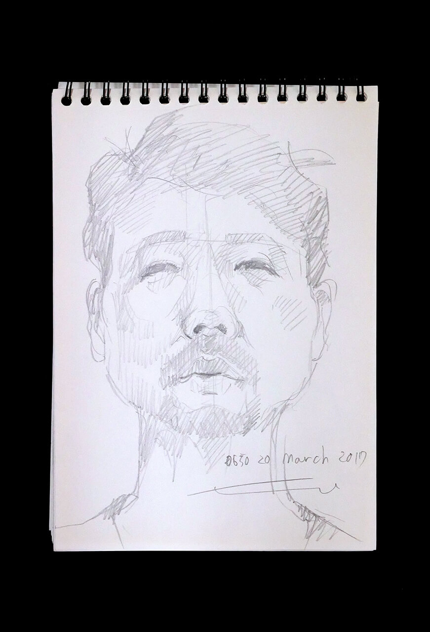 Contemporary artist SHINTAKU Tomoni's 2017/3/20 Self-portrait or pencil drawing