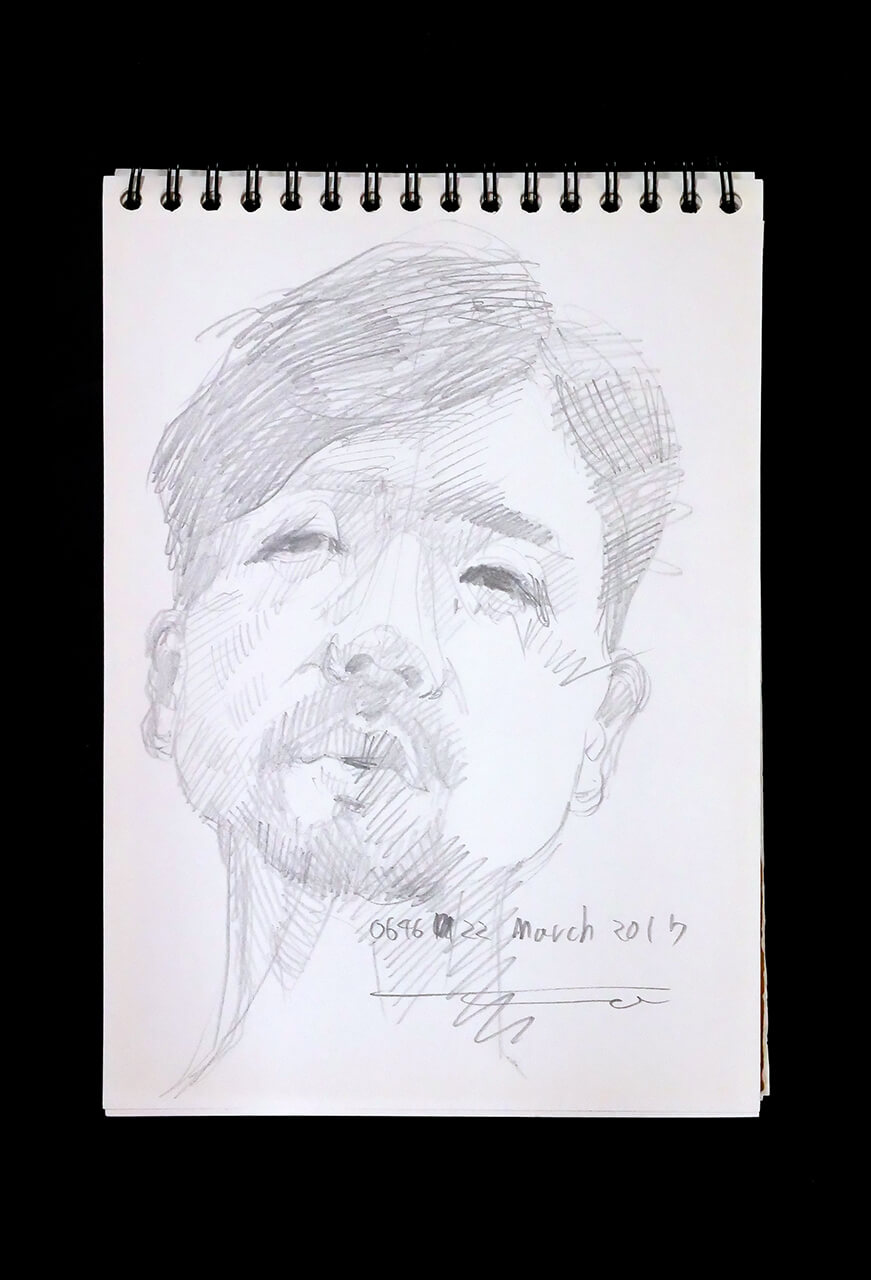 Contemporary artist SHINTAKU Tomoni's 2017/3/22 Self-portrait or pencil drawing