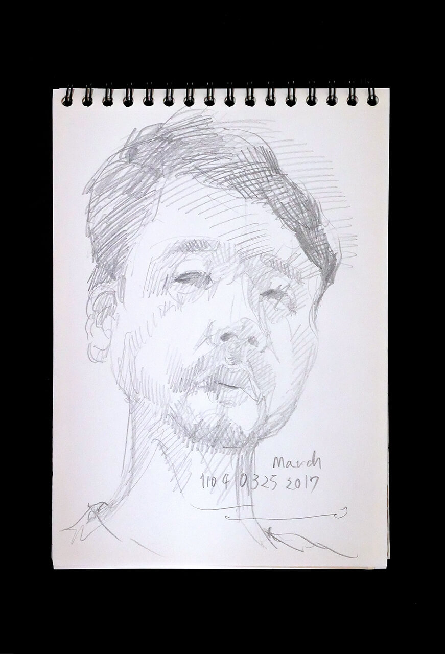 Contemporary artist SHINTAKU Tomoni's 2017/3/25 Self-portrait or pencil drawing