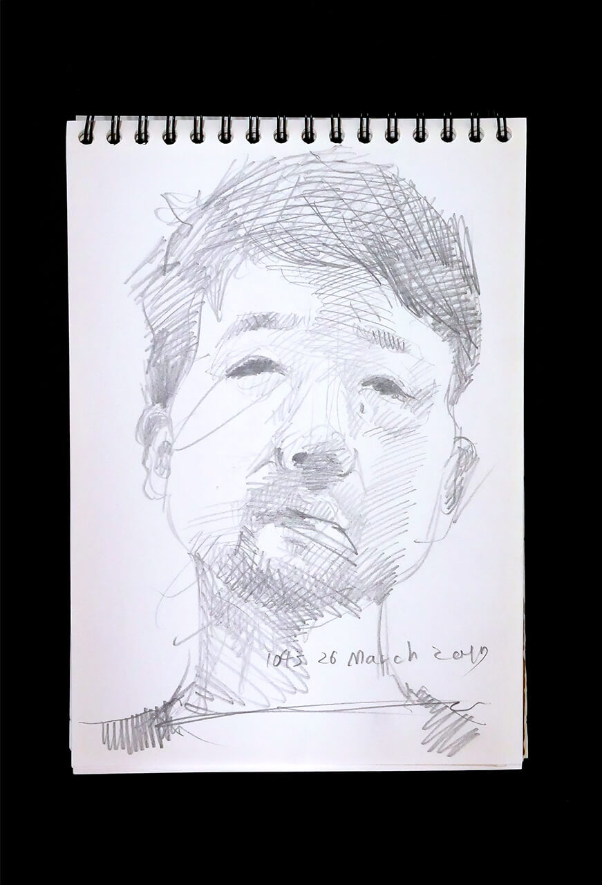 Contemporary artist SHINTAKU Tomoni's 2017/3/26 Self-portrait or pencil drawing