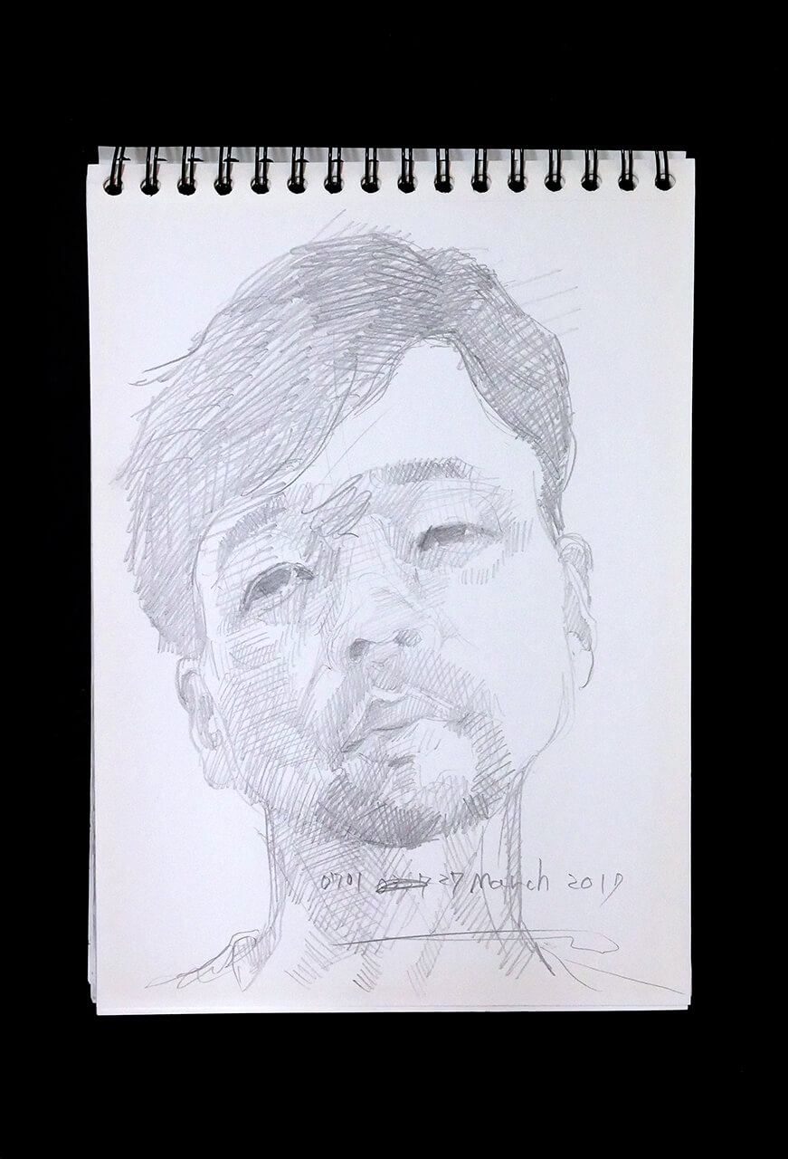 Contemporary artist SHINTAKU Tomoni's 2017/3/27 Self-portrait or pencil drawing