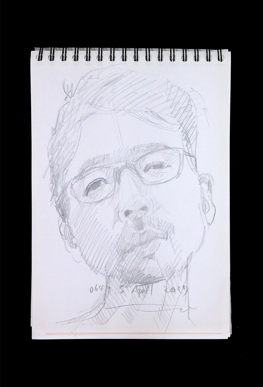 Contemporary artist SHINTAKU Tomoni's 2017/4/5 Self-portrait or pencil drawing