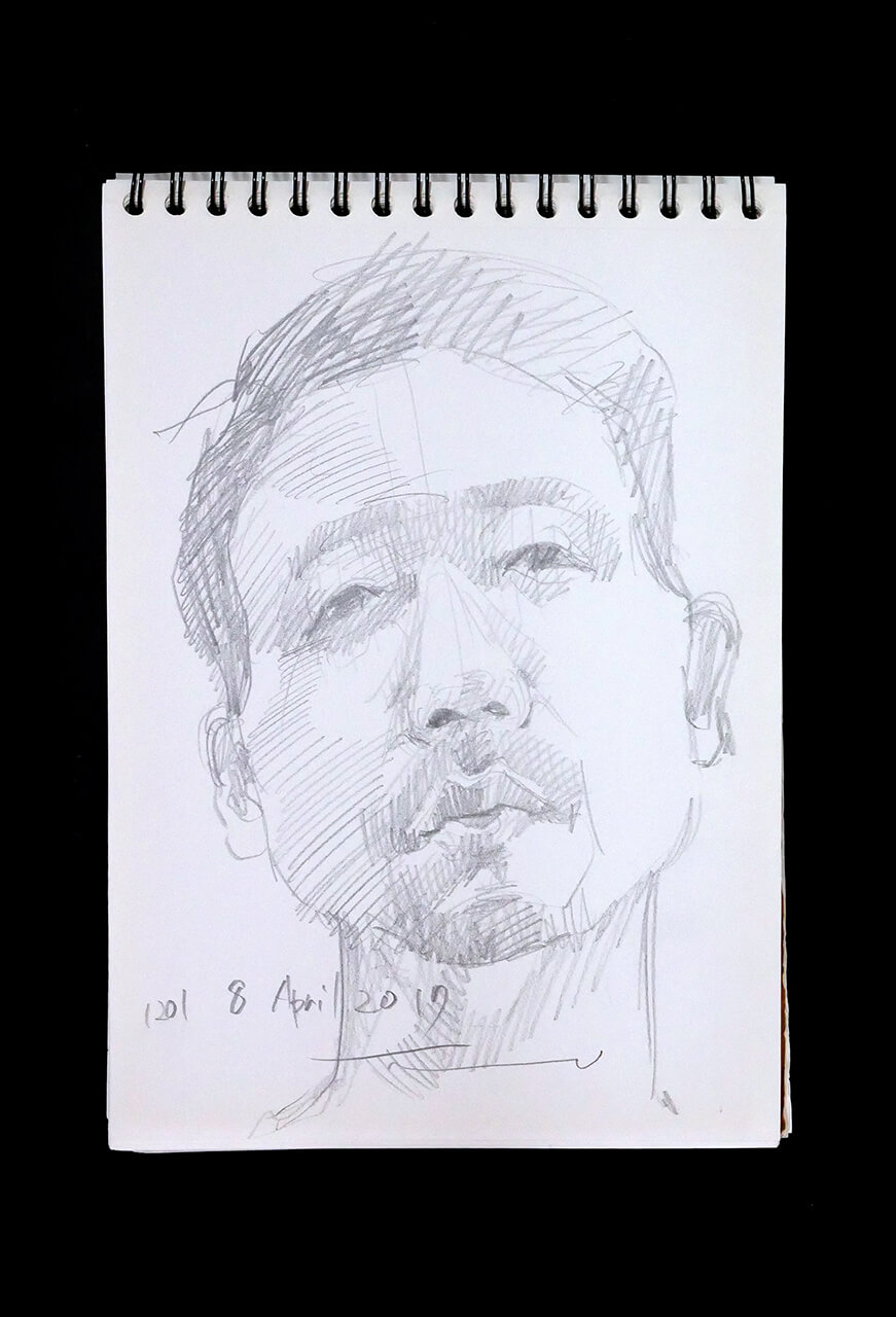Contemporary artist SHINTAKU Tomoni's 2017/4/8 Self-portrait or pencil drawing