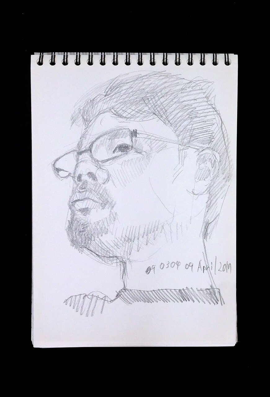 Contemporary artist SHINTAKU Tomoni's 2017/4/9 Self-portrait or pencil drawing