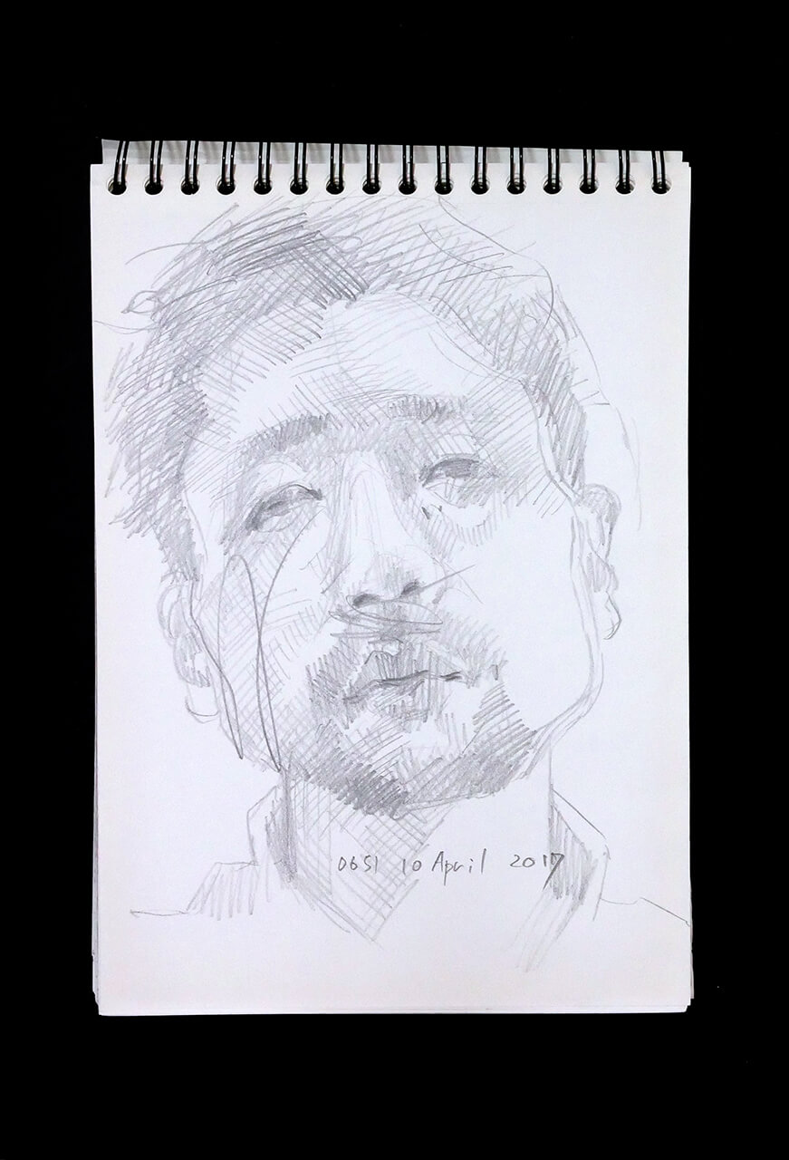 Contemporary artist SHINTAKU Tomoni's 2017/4/10 Self-portrait or pencil drawing