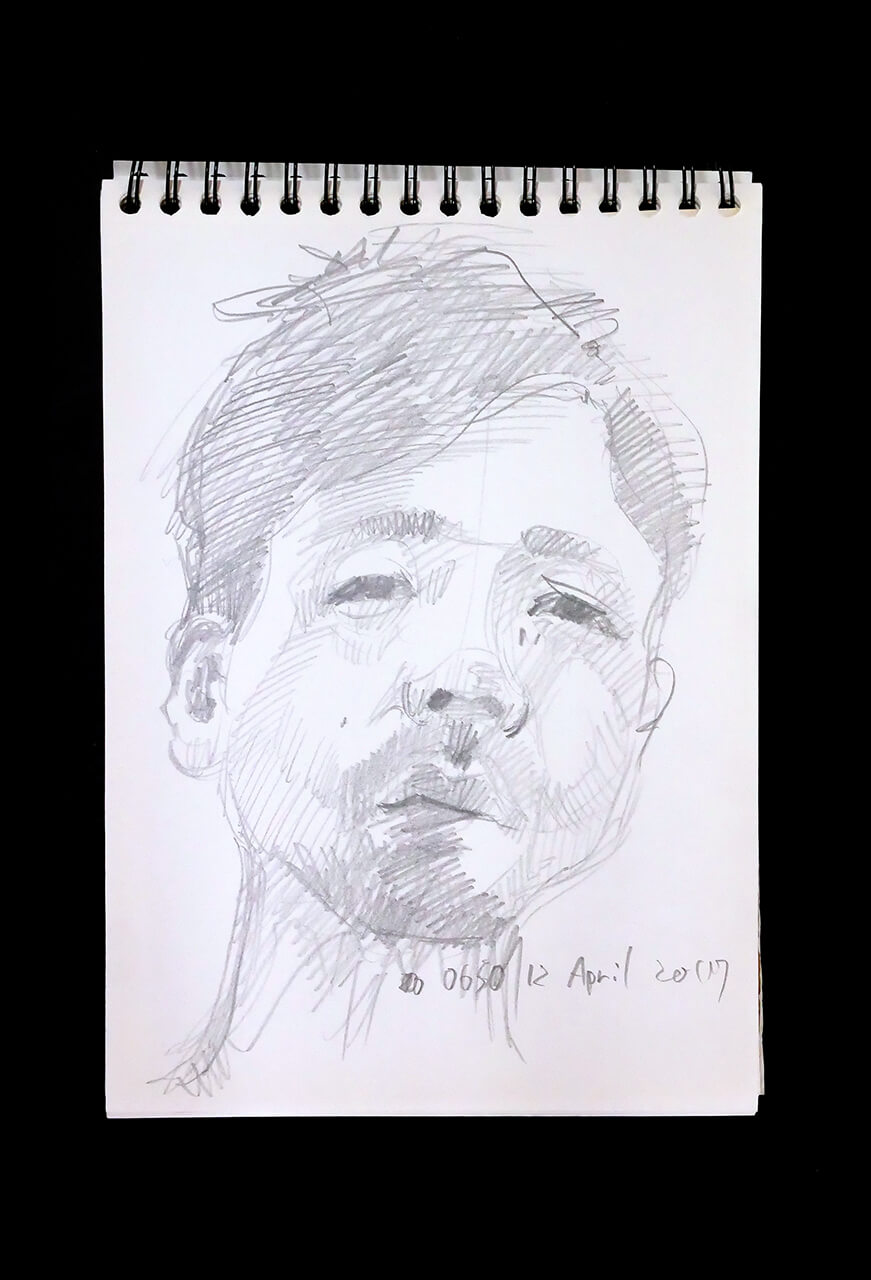 Contemporary artist SHINTAKU Tomoni's 2017/4/11 Self-portrait or pencil drawing