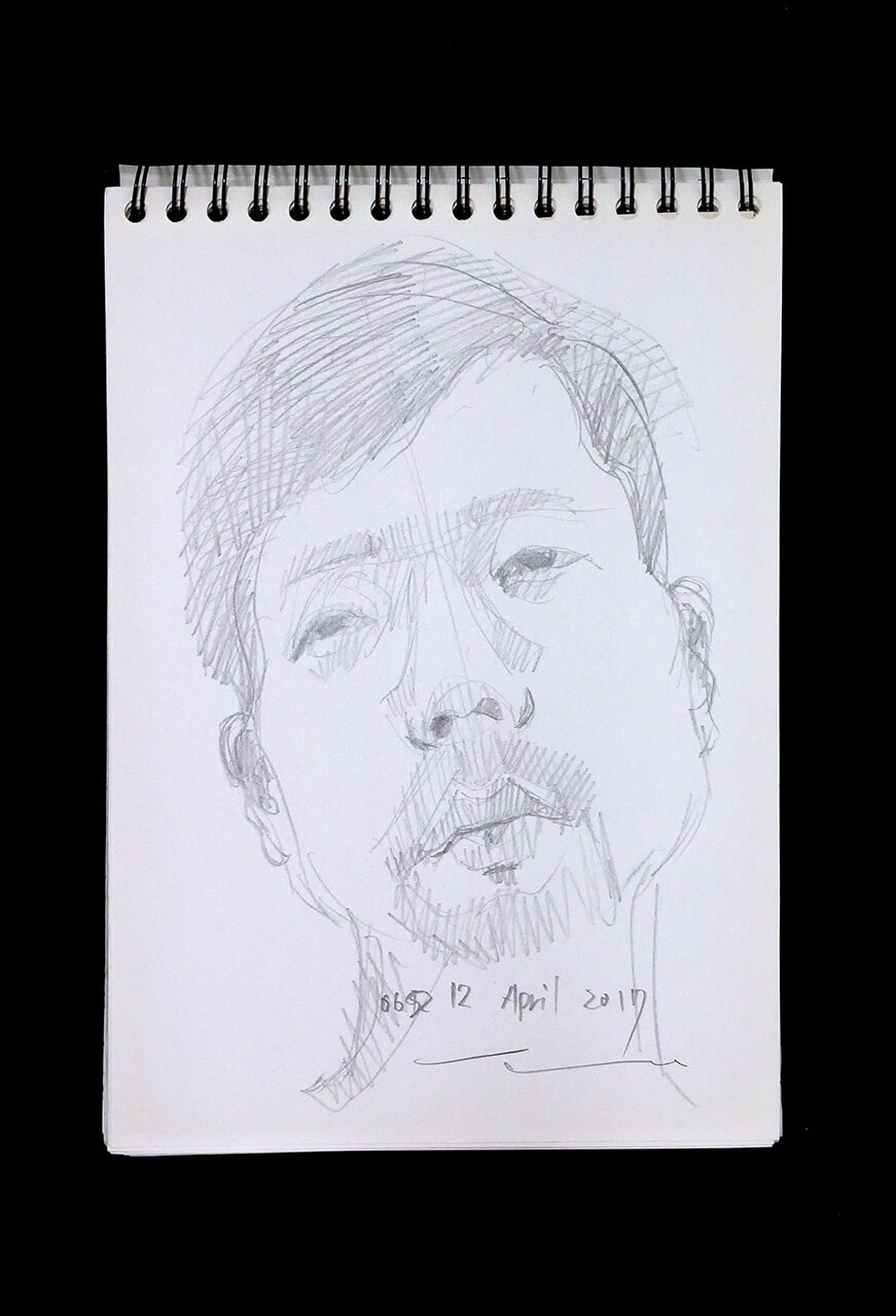 Contemporary artist SHINTAKU Tomoni's 2017/4/12 Self-portrait or pencil drawing