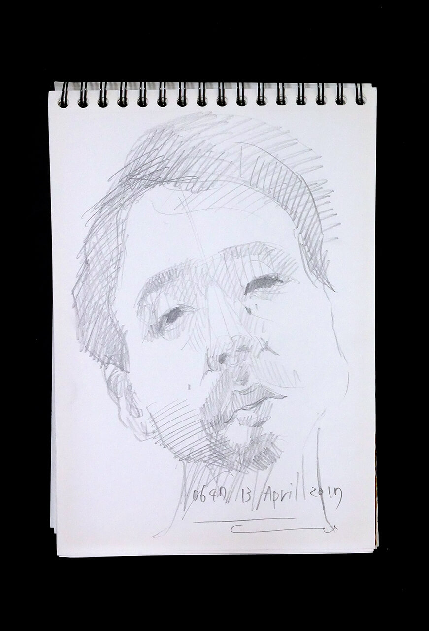 Contemporary artist SHINTAKU Tomoni's 2017/4/13 Self-portrait or pencil drawing