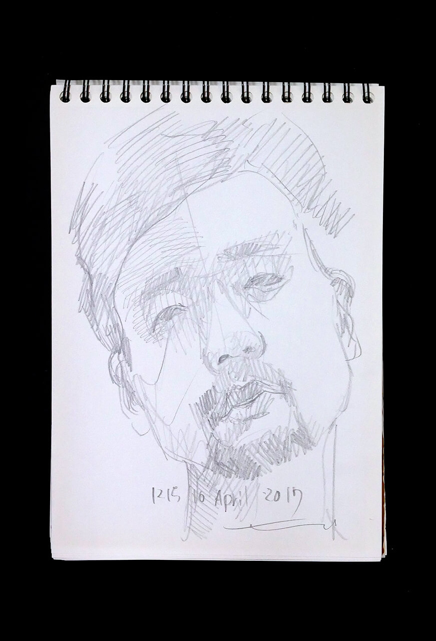 Contemporary artist SHINTAKU Tomoni's 2017/4/16 Self-portrait or pencil drawing