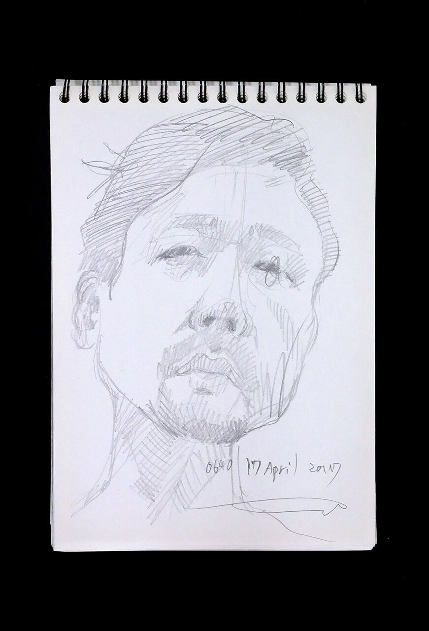 Contemporary artist SHINTAKU Tomoni's 2017/4/17 Self-portrait or pencil drawing