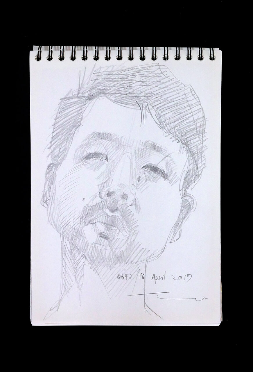 Contemporary artist SHINTAKU Tomoni's 2017/4/18 Self-portrait or pencil drawing