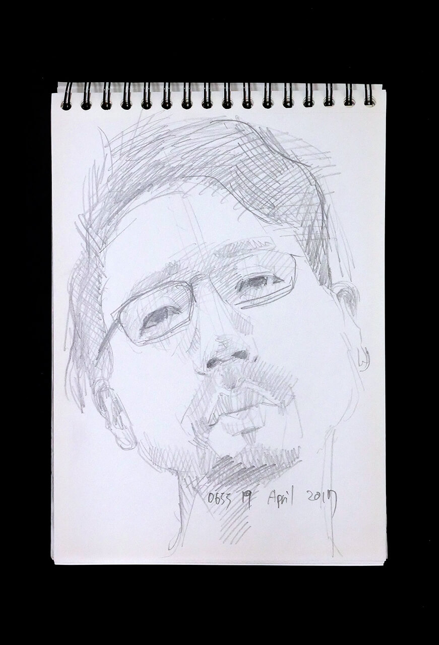 Contemporary artist SHINTAKU Tomoni's 2017/4/19 Self-portrait or pencil drawing