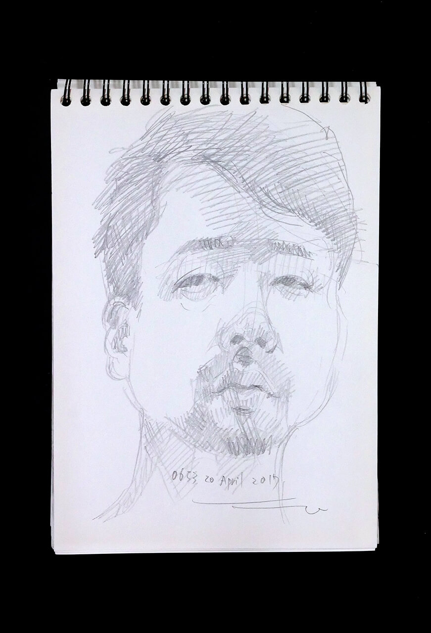 Contemporary artist SHINTAKU Tomoni's 2017/4/20 Self-portrait or pencil drawing
