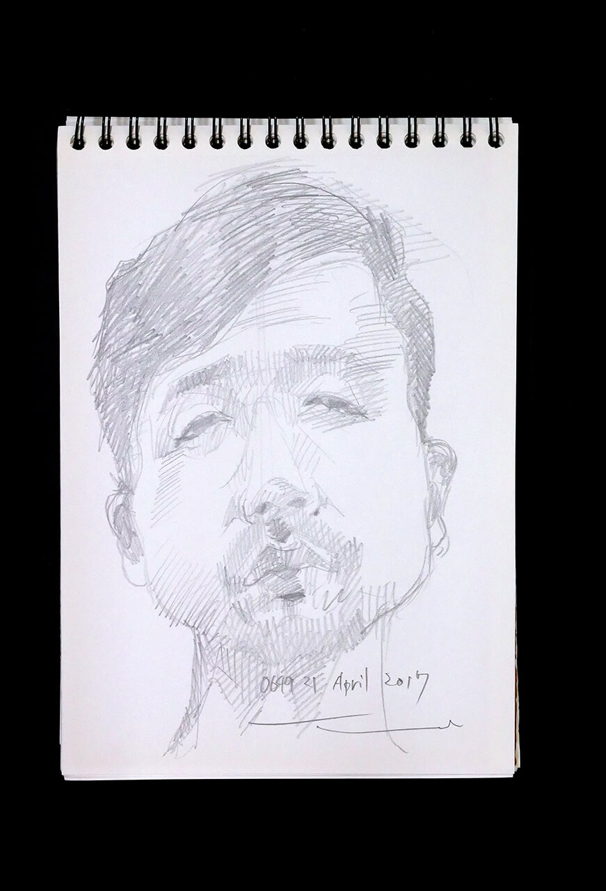 Contemporary artist SHINTAKU Tomoni's 2017/4/21 Self-portrait or pencil drawing