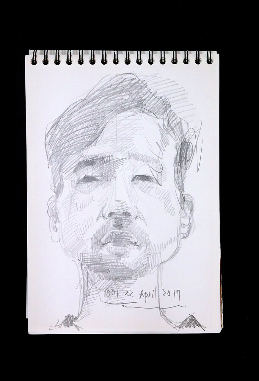 Contemporary artist SHINTAKU Tomoni's 2017/4/22 Self-portrait or pencil drawing