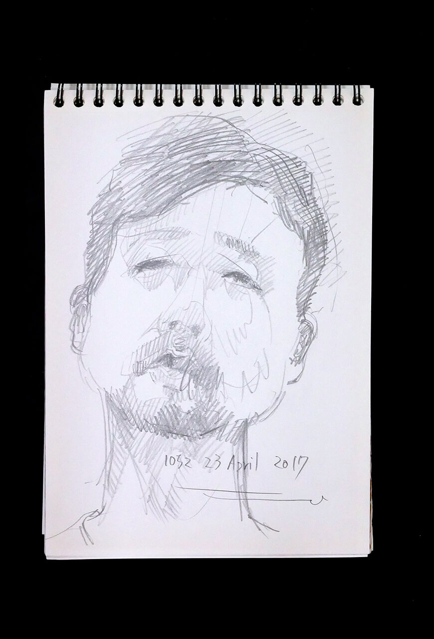 Contemporary artist SHINTAKU Tomoni's 2017/4/23 Self-portrait or pencil drawing