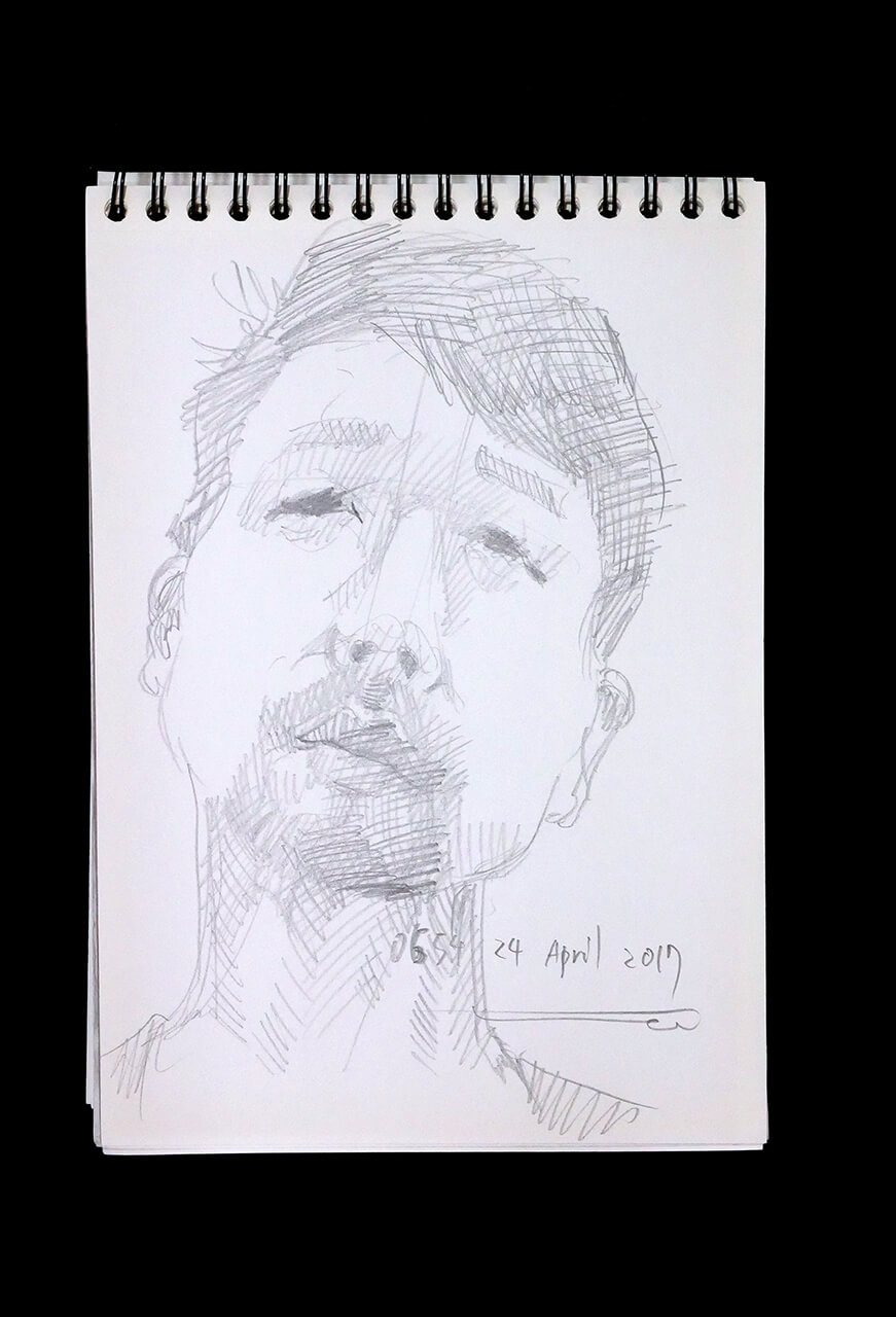 Contemporary artist SHINTAKU Tomoni's 2017/4/24 Self-portrait or pencil drawing