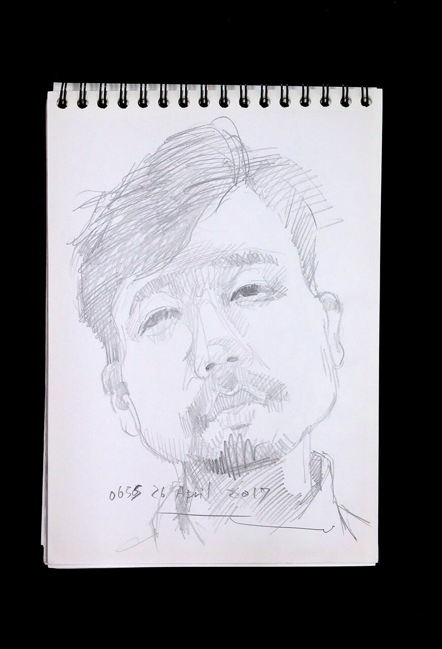Contemporary artist SHINTAKU Tomoni's 2017/4/26 Self-portrait or pencil drawing