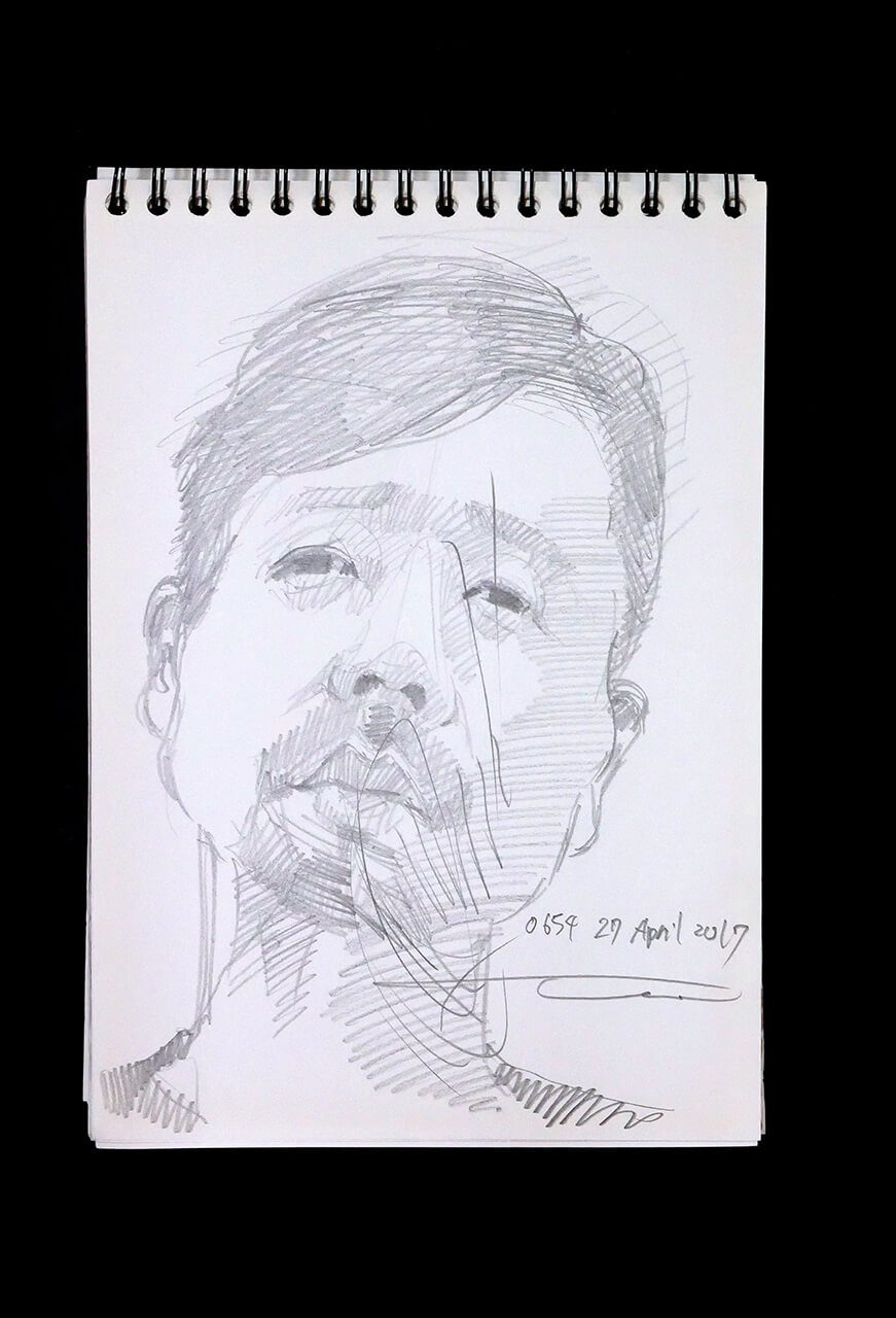 Contemporary artist SHINTAKU Tomoni's 2017/4/27 Self-portrait or pencil drawing