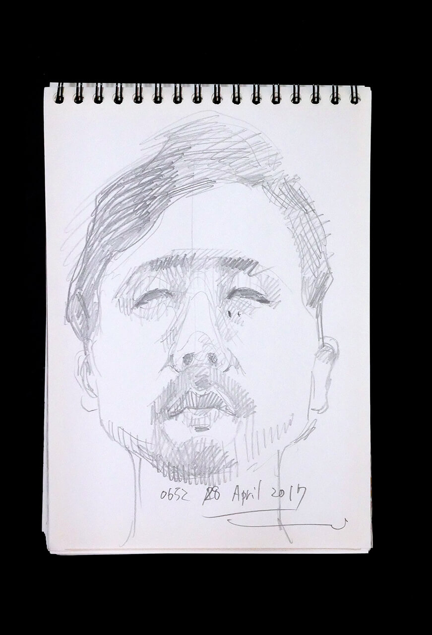 Contemporary artist SHINTAKU Tomoni's 2017/4/28 Self-portrait or pencil drawing