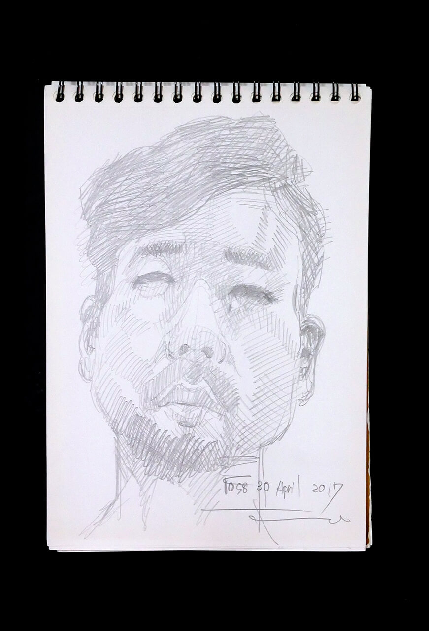 Contemporary artist SHINTAKU Tomoni's 2017/4/30 Self-portrait or pencil drawing