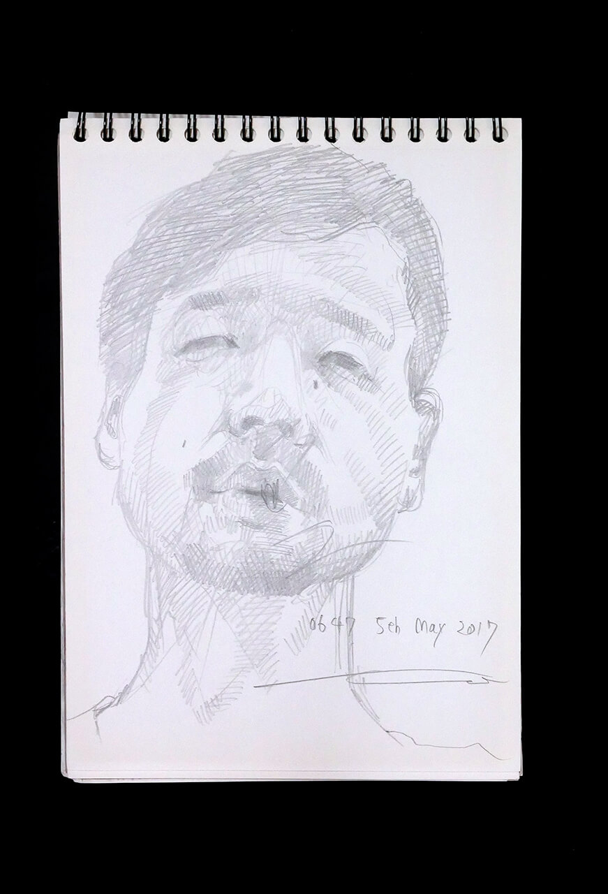 Contemporary artist SHINTAKU Tomoni's 2017/5/5 Self-portrait or pencil drawing